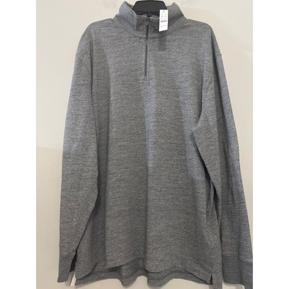 J. Crew Quarter Zip Pullover Men's 2XL XXL Gray 100% Cotton Sweater NWT